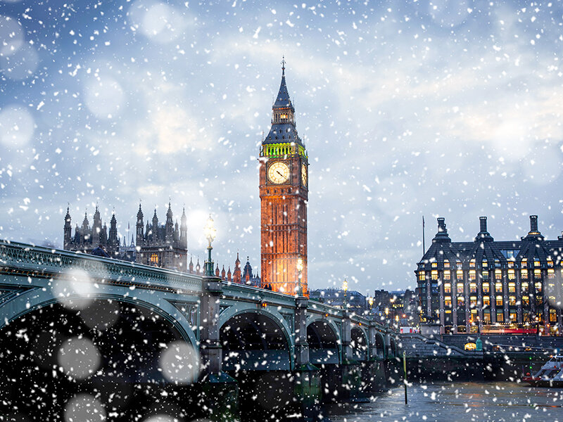 Snowing,In,London,,Uk,-,Winter,In,The,City London