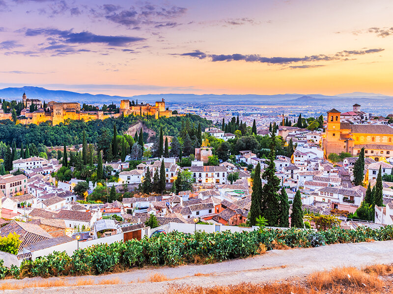 Alhambra,Of,Granada,,Spain.,Alhambra,Fortress,And,Albaicin,Quarter,At Hotel Restaurante Poniente